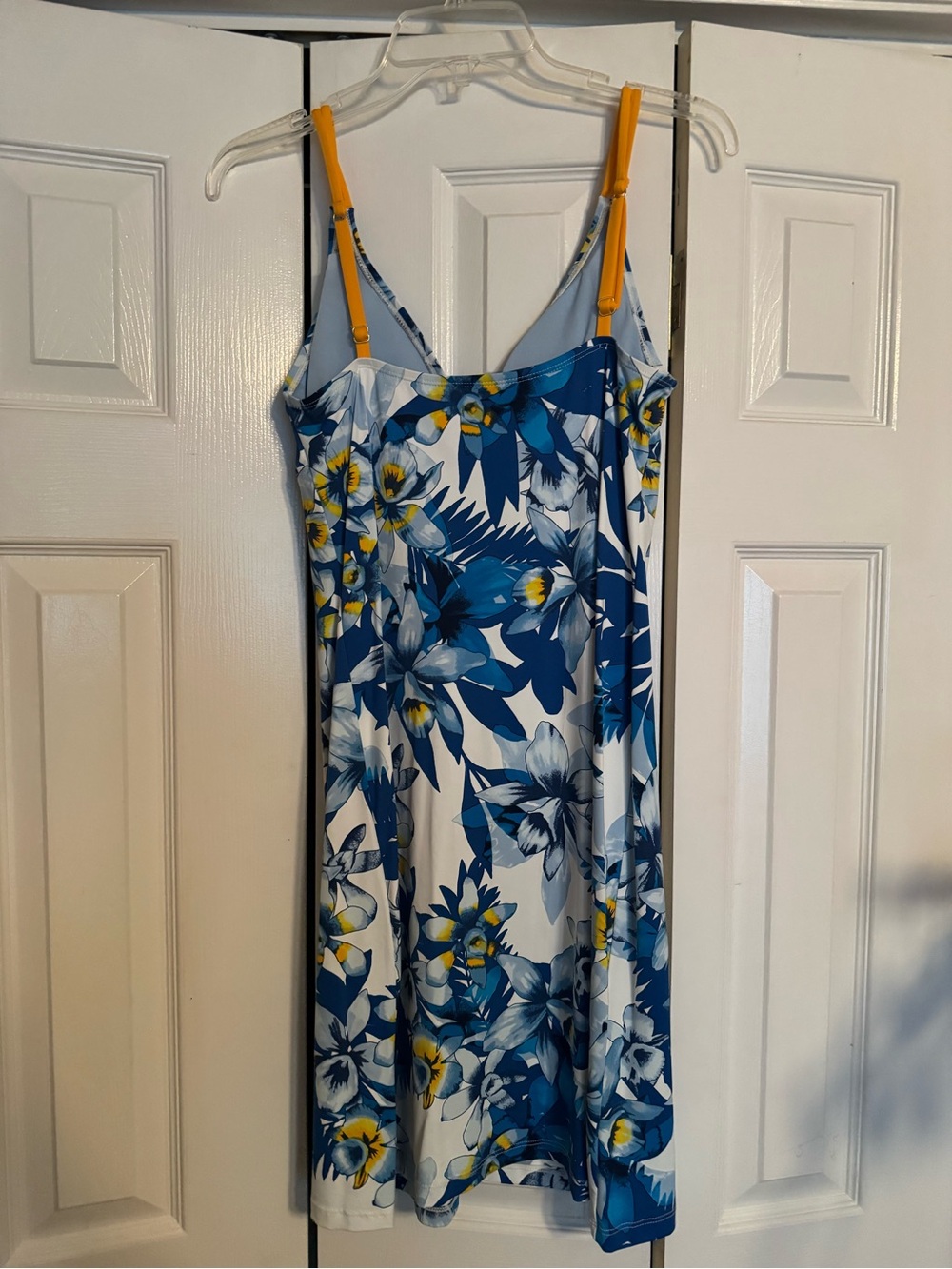 Tommy Bahama Blue Floral Swim Coverup with Yellow Straps - Picture 2 of 5